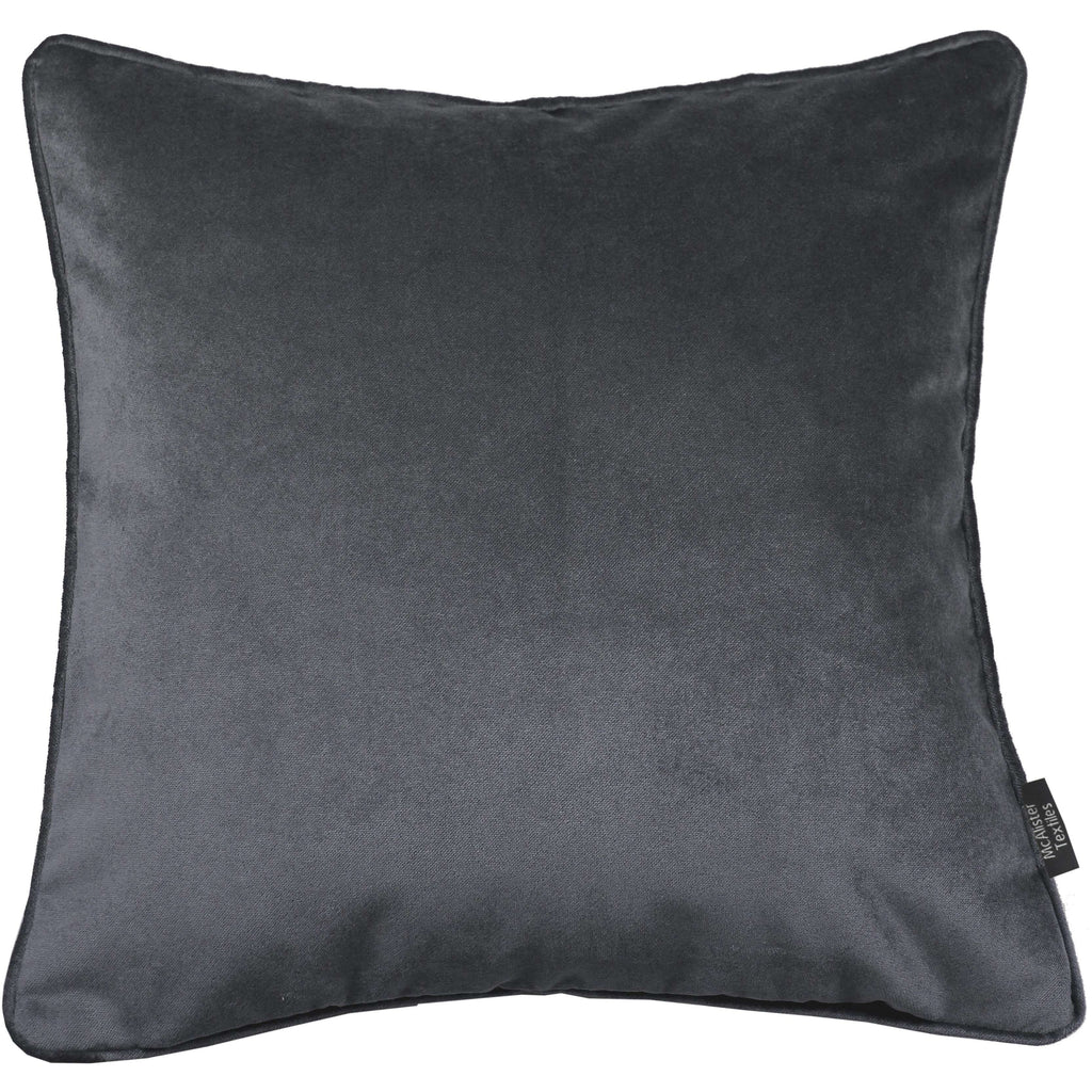 McAlister Textiles Matt Charcoal Grey Piped Velvet Cushion Cushions and Covers Cover Only 43cm x 43cm 