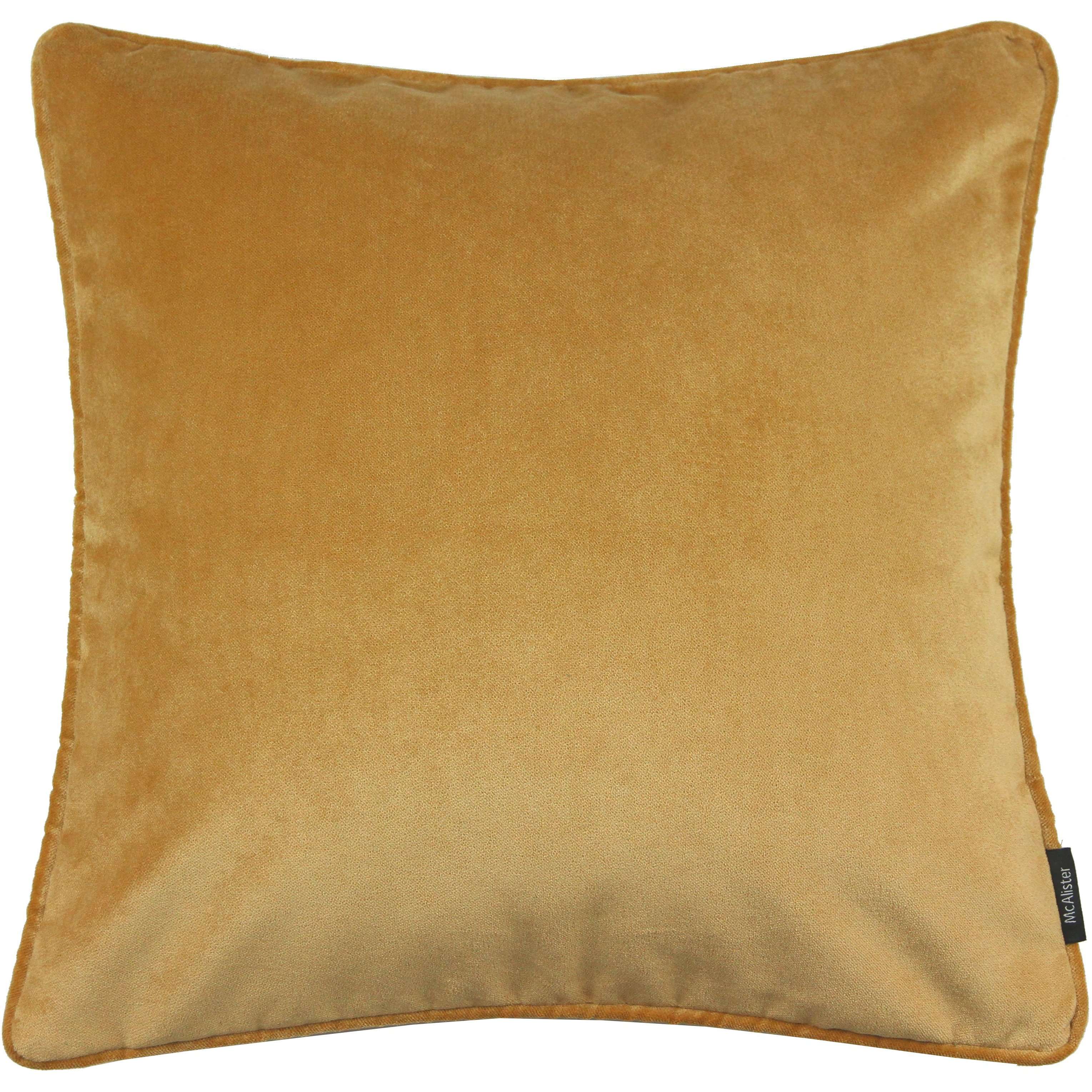 McAlister Textiles Matt Ochre Yellow Velvet Cushion Cushions and Covers Cover Only 43cm x 43cm 