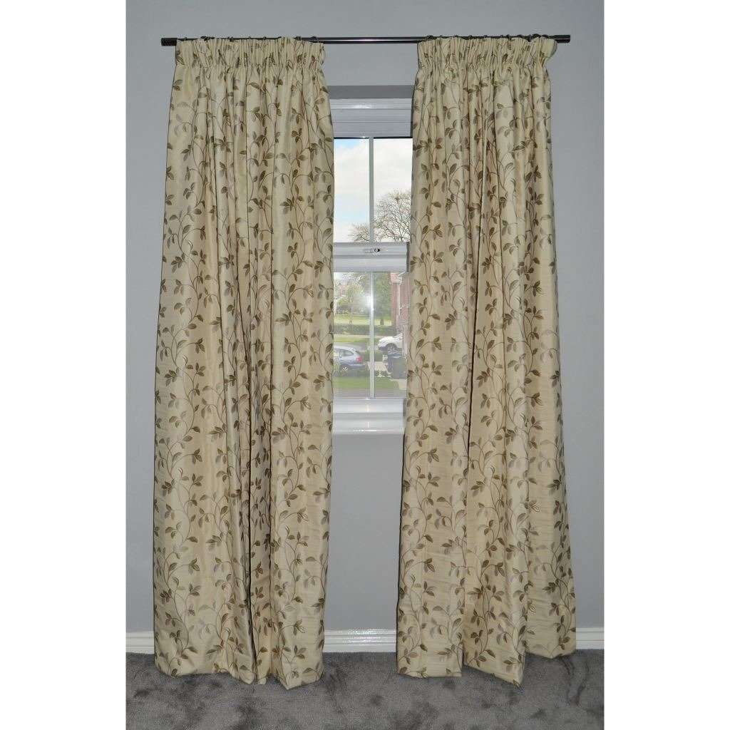 McAlister Textiles Annabel Floral Sage Green Curtains Tailored Curtains 