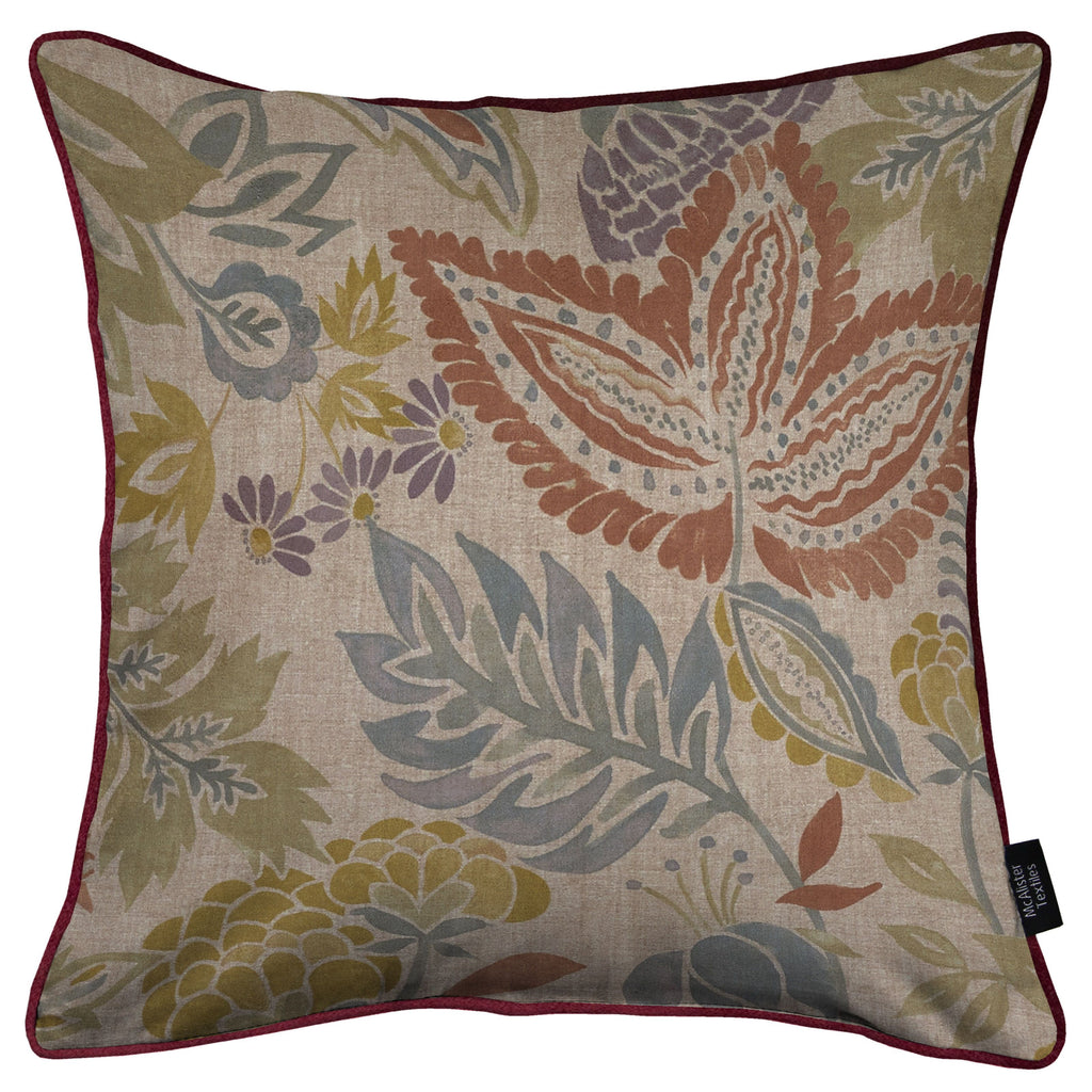 McAlister Textiles Florista Terracotta, Sage Green and Blue Floral Cushion Cushions and Covers Cover Only 43cm x 43cm 