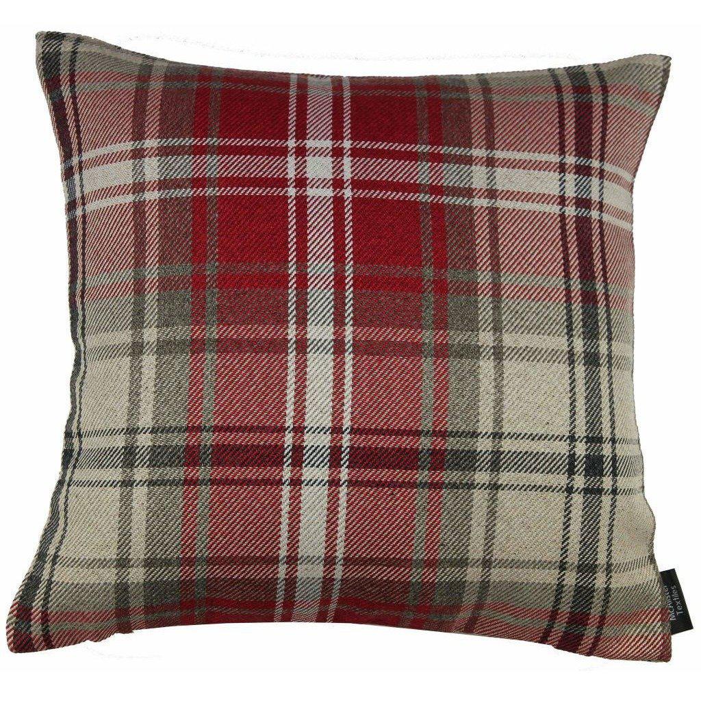 McAlister Textiles Angus Red + White Tartan Cushion Cushions and Covers Cover Only 43cm x 43cm 