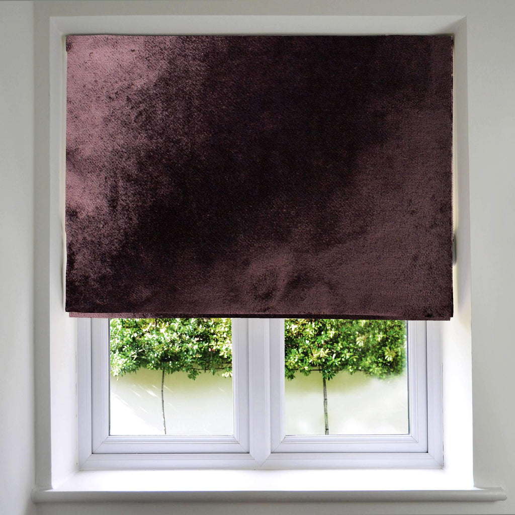 McAlister Textiles Aubergine Purple Crushed Velvet Roman Blind Roman Blinds Standard Lining 130cm x 200cm 