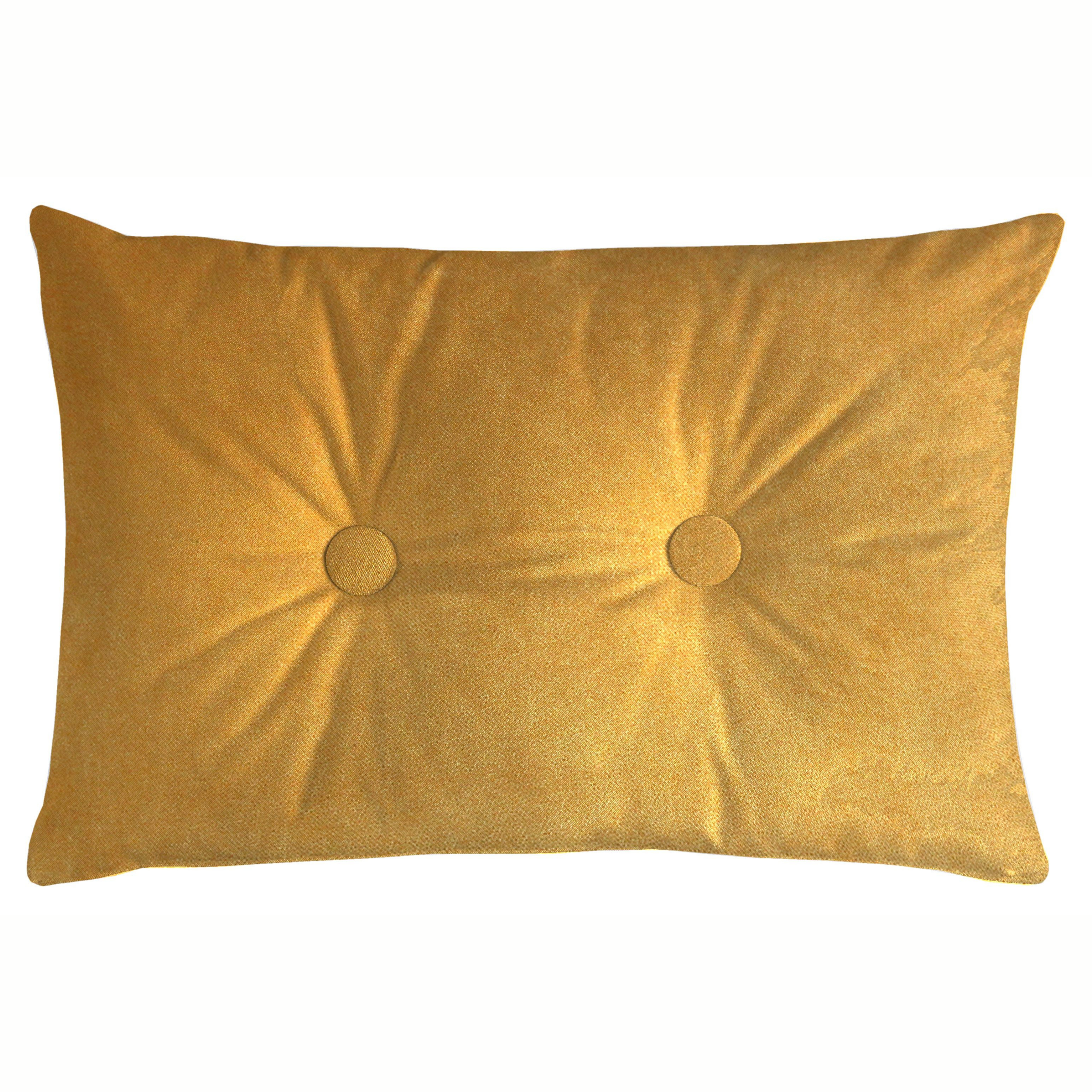 McAlister Textiles Matt Ochre Yellow Velvet Button 40cm x 60cm Pillow Pillow Polyester Filler 60cm x 40cm 