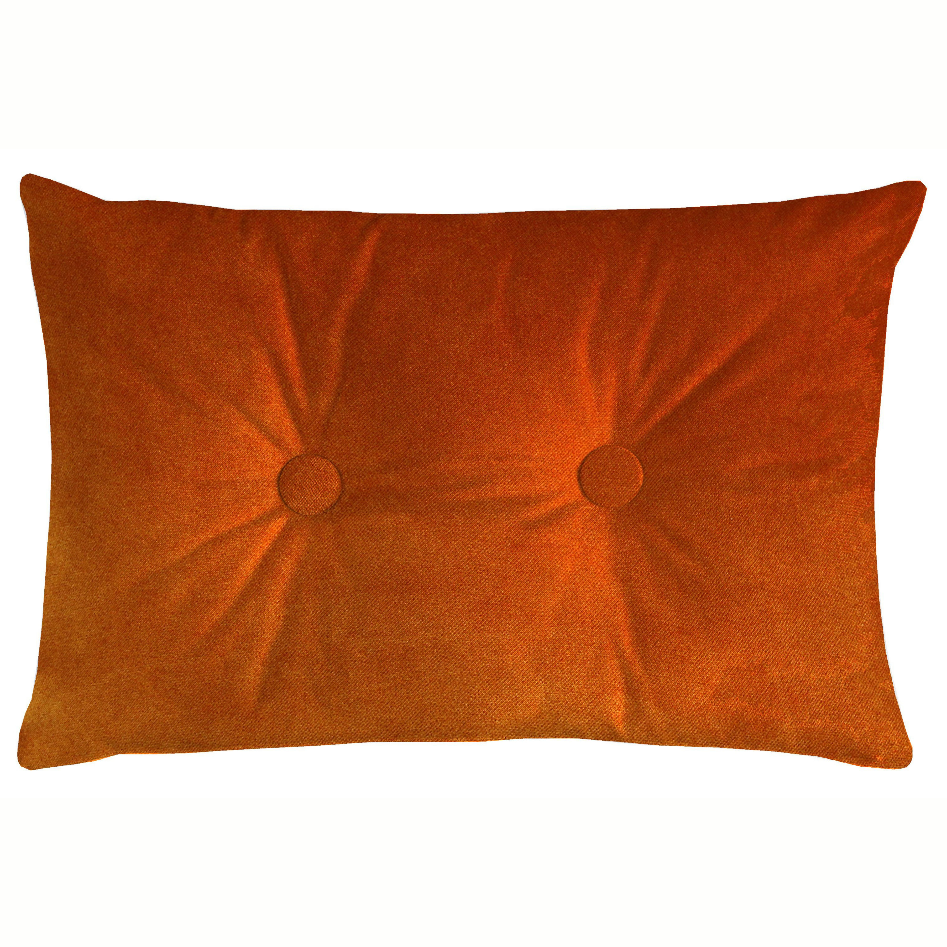 McAlister Textiles Matt Burnt Orange Velvet Button 40cm x 60cm Pillow Pillow Polyester Filler 60cm x 40cm 