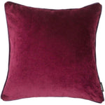 Carica l&#39;immagine nel visualizzatore di Gallery, McAlister Textiles Matt Wine Red Contrast Piped Velvet Cushion Cushions and Covers Cover Only 43cm x 43cm 
