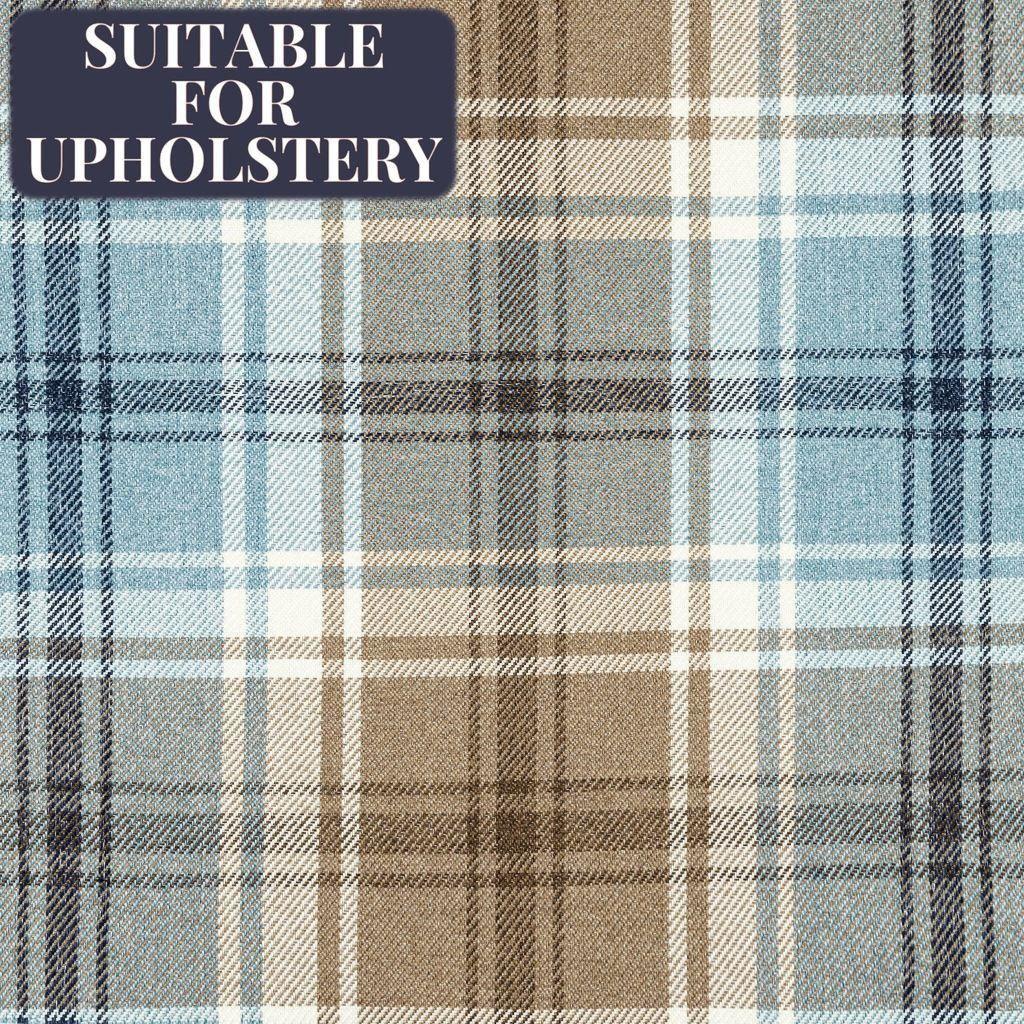 McAlister Textiles Angus Duck Egg Blue Tartan Check Curtain Fabric Fabrics 1 Metre 
