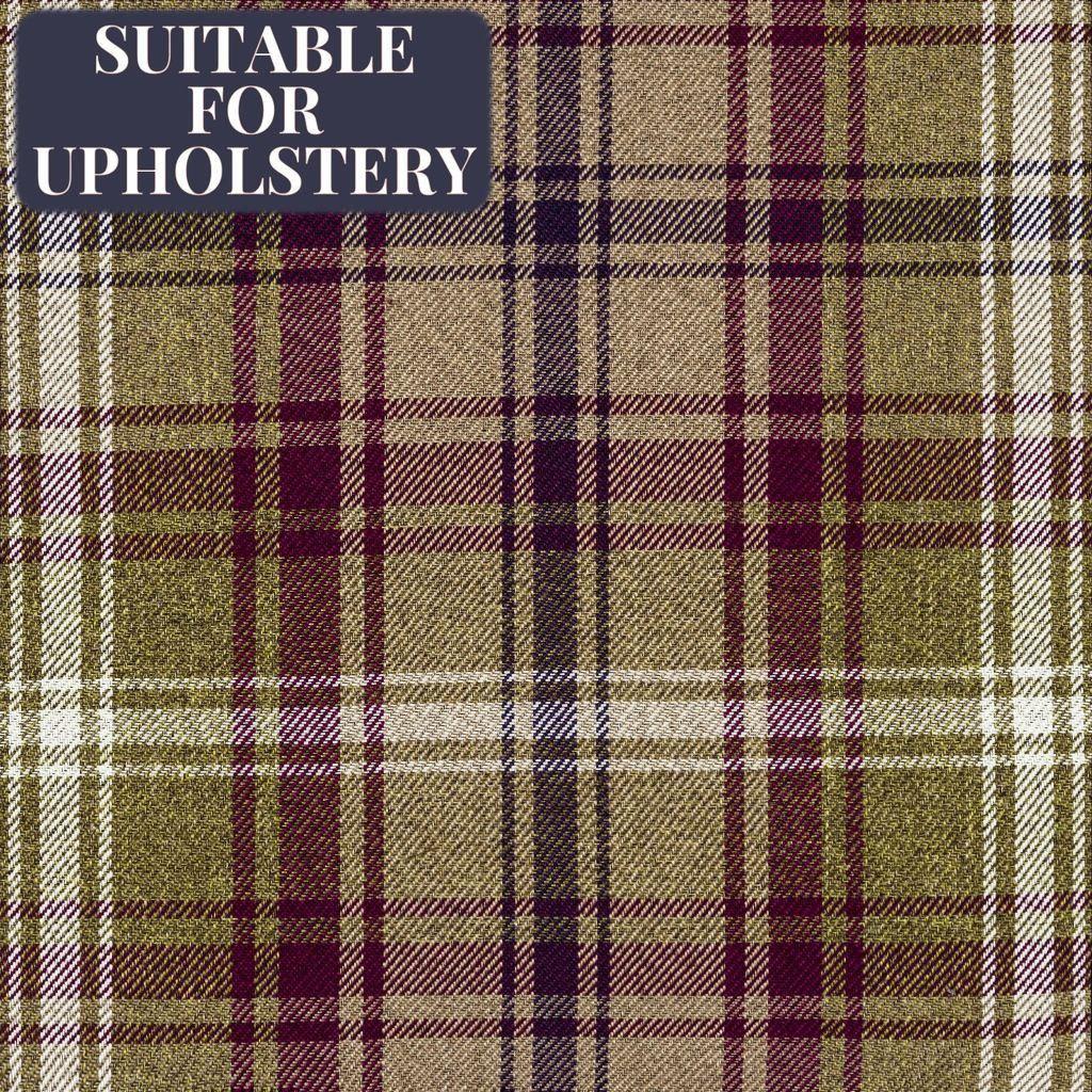 McAlister Textiles Angus Purple + Green Tartan Check Curtain Fabric Fabrics 1 Metre 