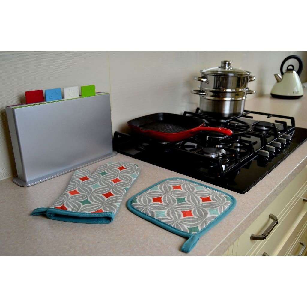 McAlister Textiles Laila Burnt Orange Cotton Print Single Oven Mitt Kitchen Accessories 