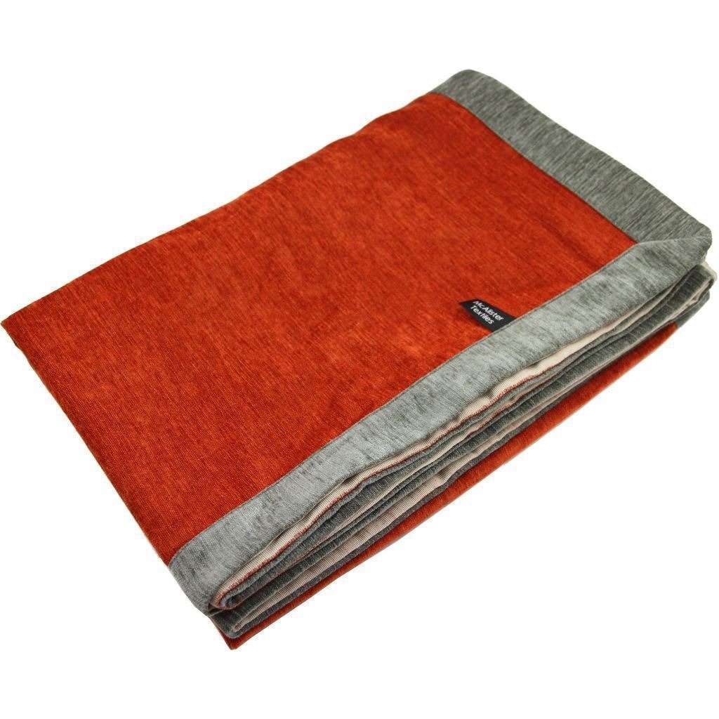 McAlister Textiles Plain Chenille Contrast Burnt Orange + Grey Throws & Runners Throws and Runners Regular (130cm x 200cm) 