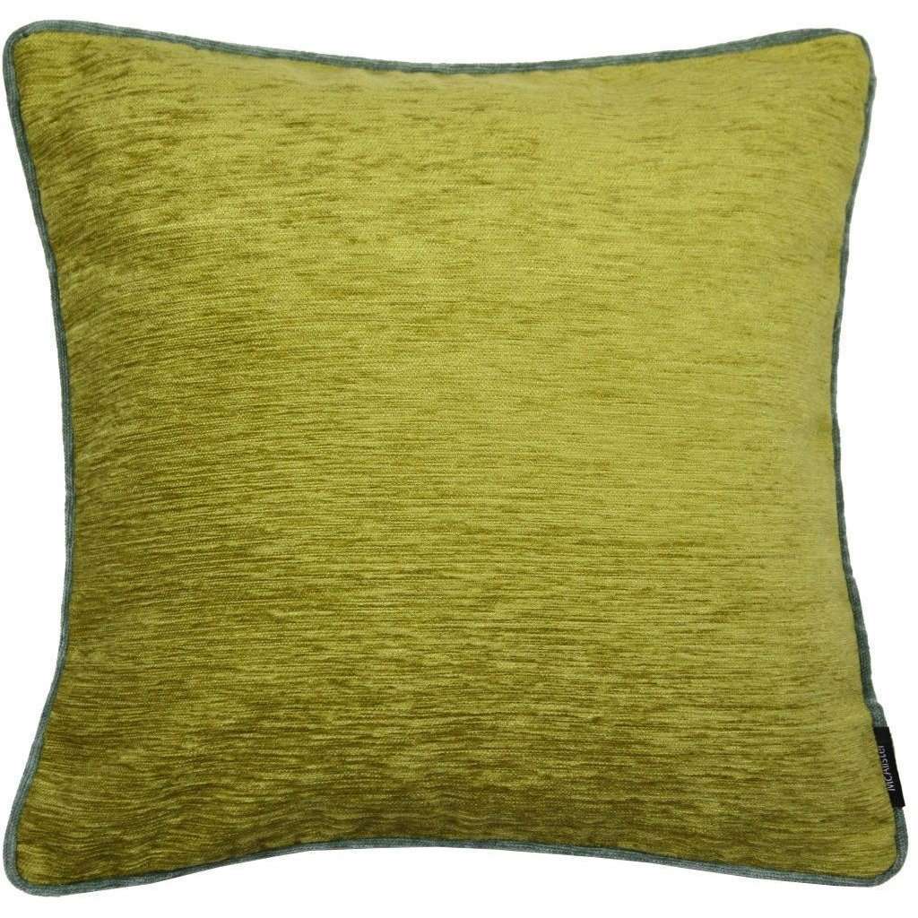 McAlister Textiles Plain Chenille Contrast Piped Green + Duck Egg Blue Cushion Cushions and Covers Cover Only 43cm x 43cm 