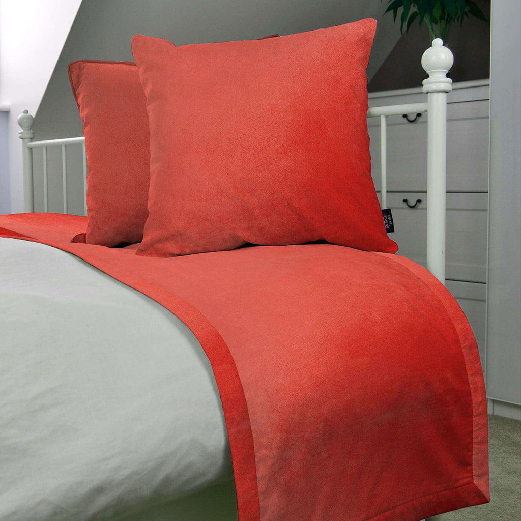 McAlister Textiles Matt Coral Pink Velvet Bedding Set Bedding Set 