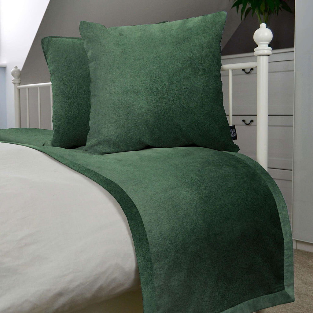 McAlister Textiles Matt Moss Green Velvet Bedding Set Bedding Set 