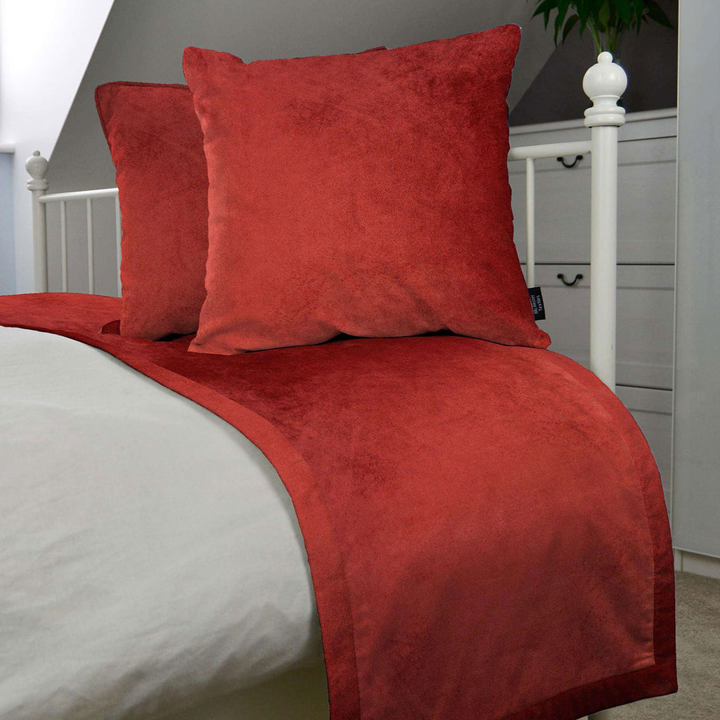 McAlister Textiles Matt Rust Red Orange Velvet Bedding Set Bedding Set 