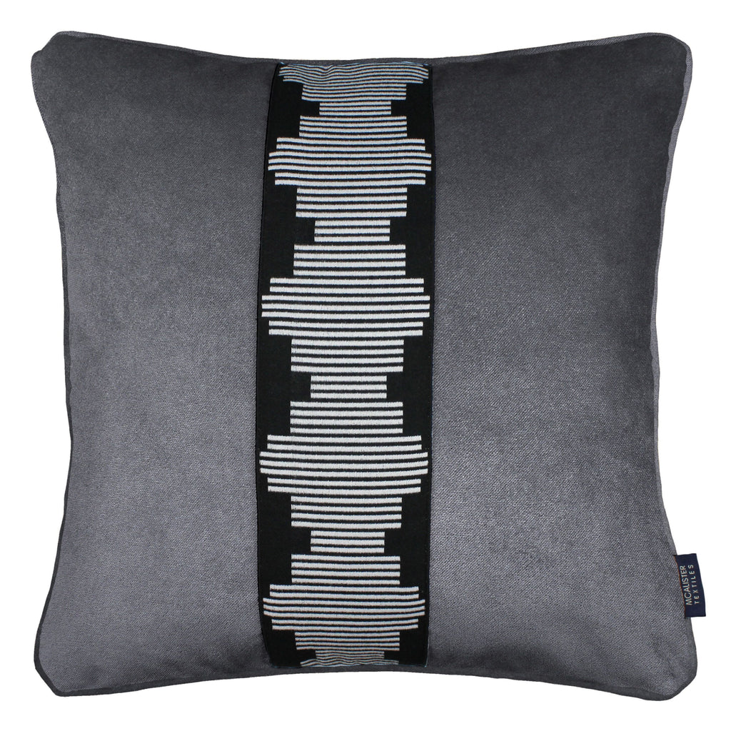 McAlister Textiles Maya Striped Charcoal Grey Velvet Cushion Cushions and Covers Cover Only 43cm x 43cm 