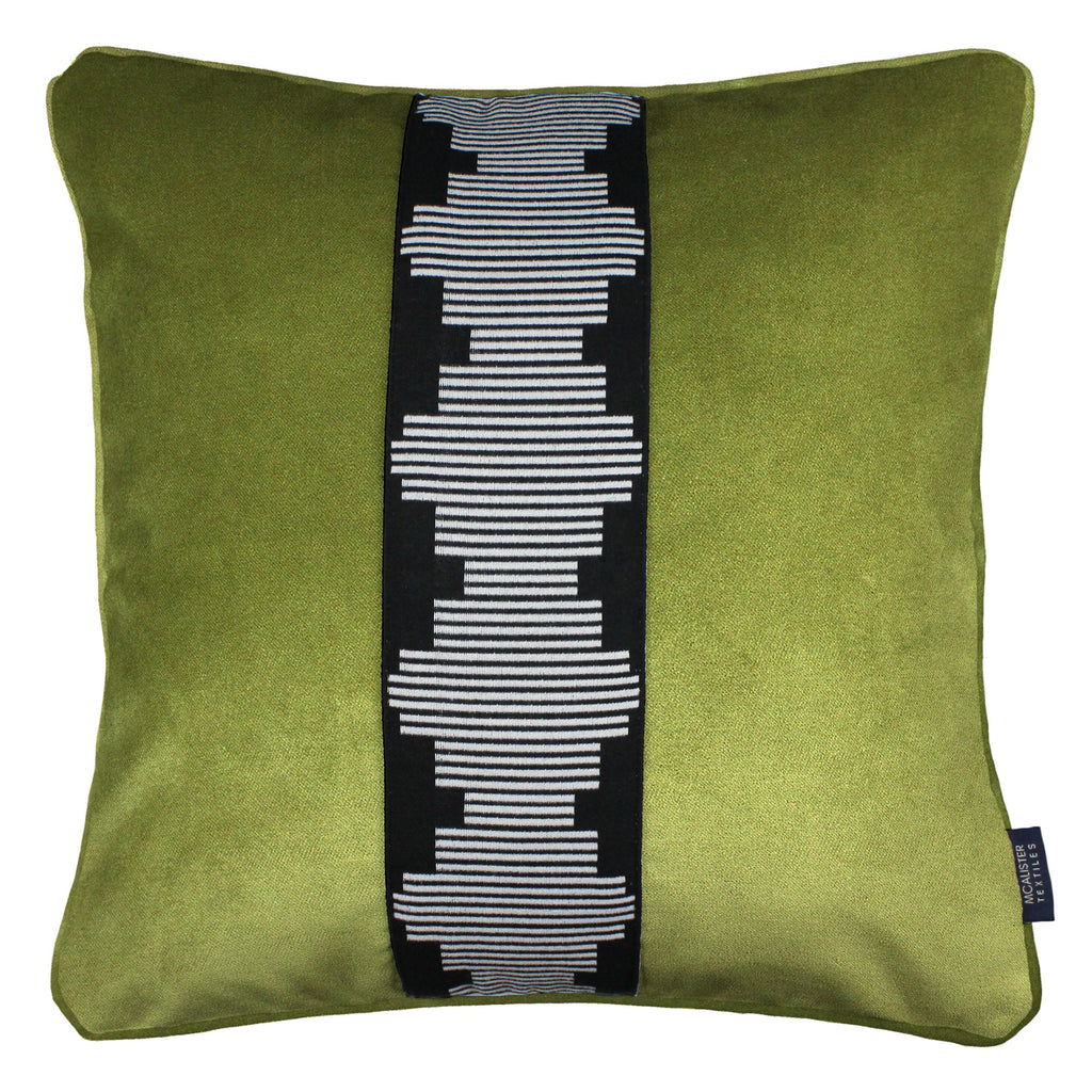 McAlister Textiles Maya Striped Lime Green Velvet Cushion Cushions and Covers Cover Only 43cm x 43cm 