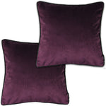 Carica l&#39;immagine nel visualizzatore di Gallery, McAlister Textiles Matt Aubergine Purple Velvet 43cm x 43cm Piped Cushion Sets Cushions and Covers Cushion Covers Set of 2 
