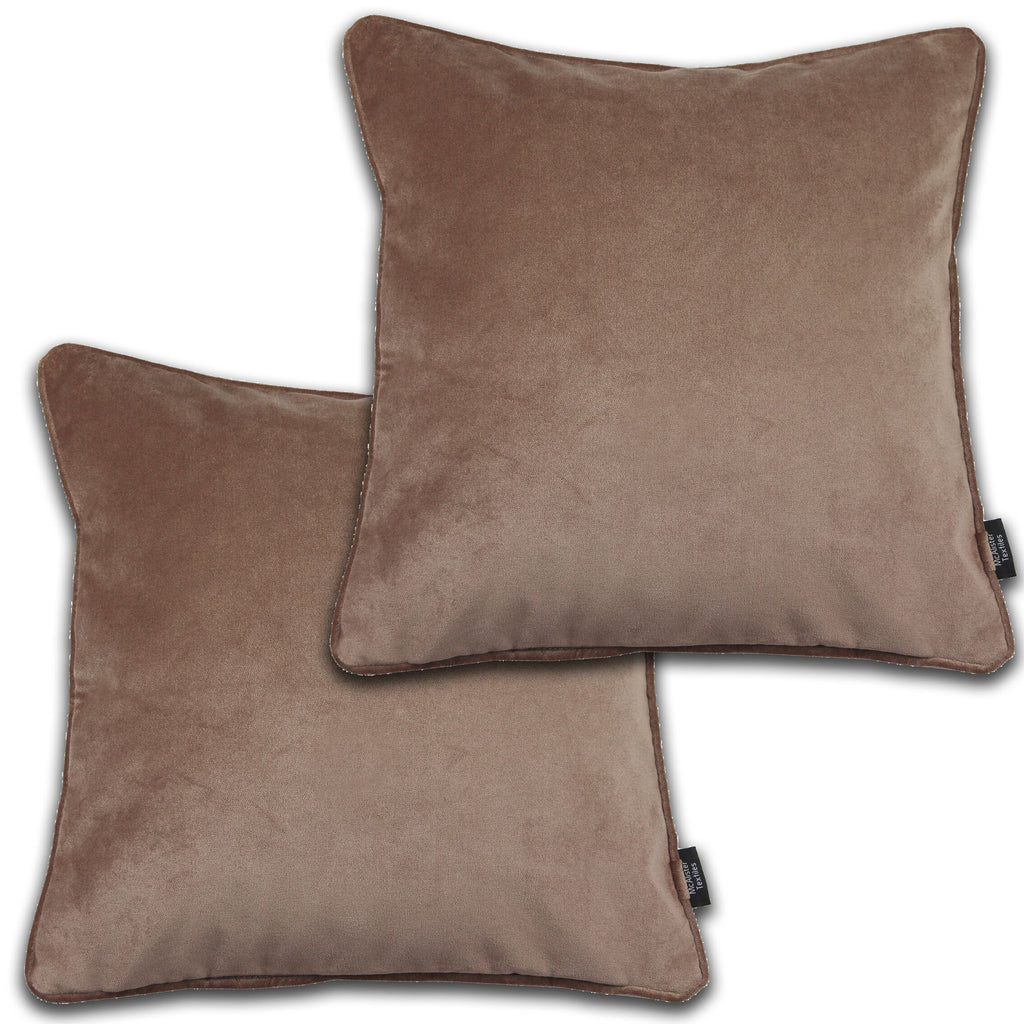 McAlister Textiles Matt Mocha Brown Velvet 43cm x 43cm Cushion Sets Cushions and Covers Cushion Covers Set of 2 