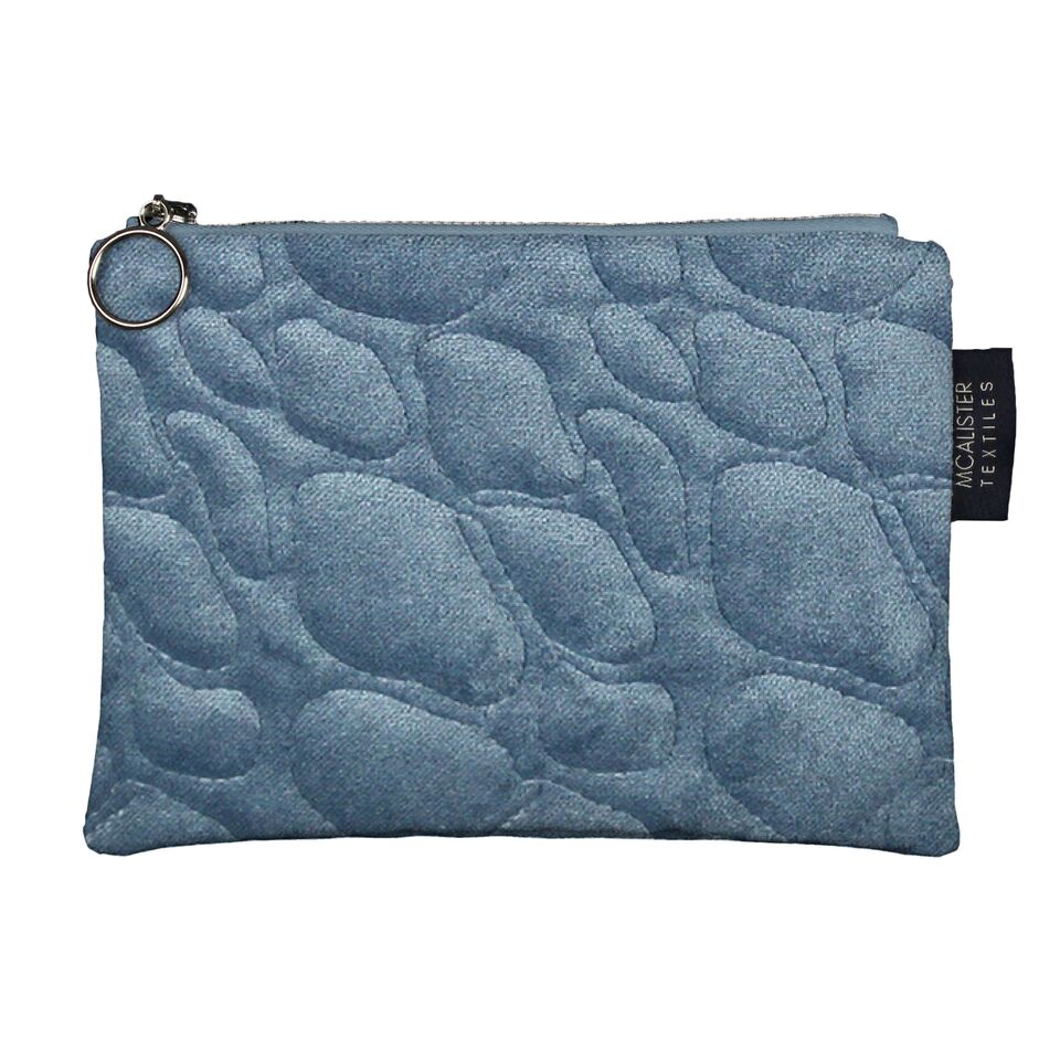 McAlister Textiles Pebble Pattern Blue Velvet Makeup Bag Clutch Bag 