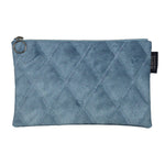 Carica l&#39;immagine nel visualizzatore di Gallery, McAlister Textiles Diamond Pattern Blue Velvet Makeup Bag - Large Clutch Bag 
