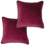 Carica l&#39;immagine nel visualizzatore di Gallery, McAlister Textiles Matt Wine Red Velvet 43cm x 43cm Contrast Piped Cushion Sets Cushions and Covers Cushion Covers Set of 2 
