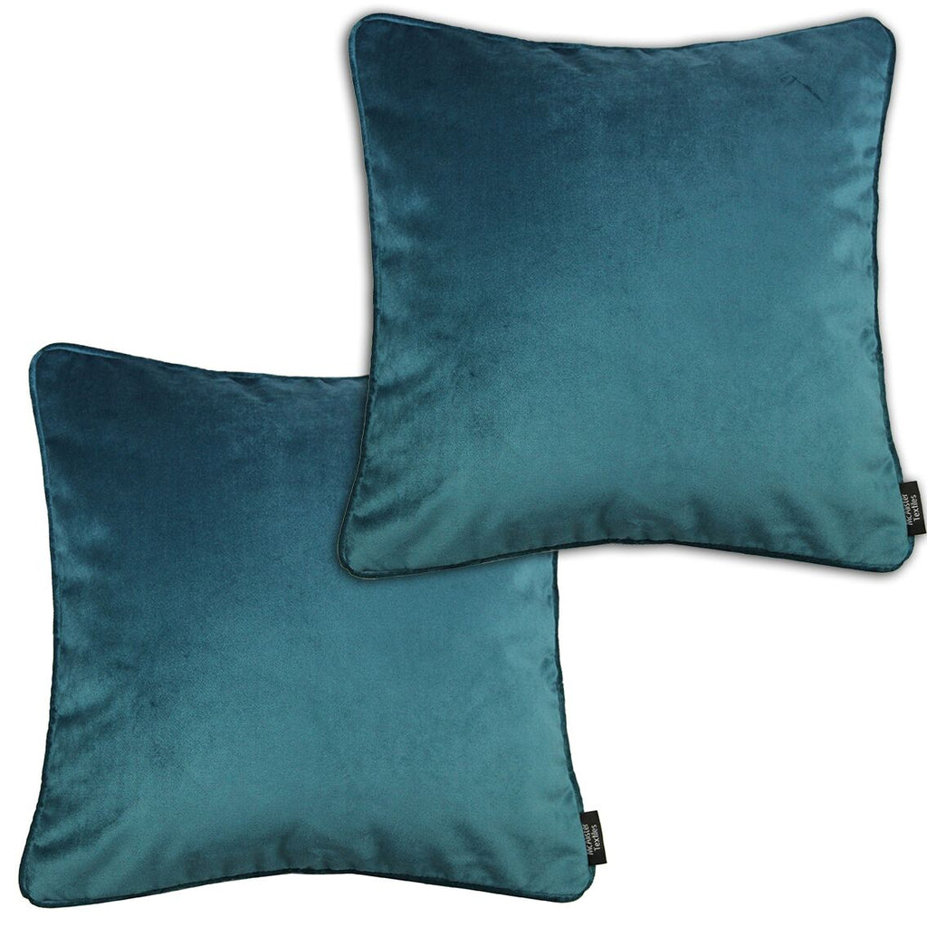 McAlister Textiles Matt Blue Teal Velvet 43cm x 43cm Cushion Sets Cushions and Covers Cushion Covers Set of 2 