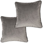 Carica l&#39;immagine nel visualizzatore di Gallery, McAlister Textiles Matt Soft Silver Velvet 43cm x 43cm Contrast Piped Cushion Sets Cushions and Covers Cushion Covers Set of 2 
