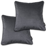 Carica l&#39;immagine nel visualizzatore di Gallery, McAlister Textiles Matt Charcoal Grey Velvet 43cm x 43cm Contrast Piped Cushion Sets Cushions and Covers Cushion Covers Set of 2 
