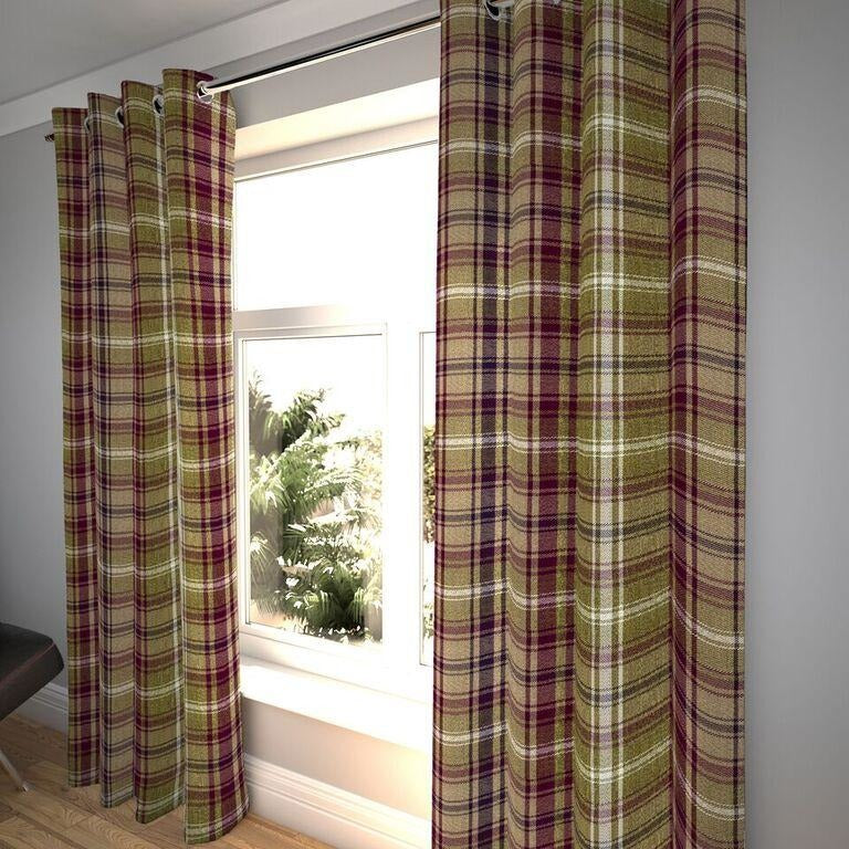 McAlister Textiles Angus Purple + Green Tartan Curtains Tailored Curtains 