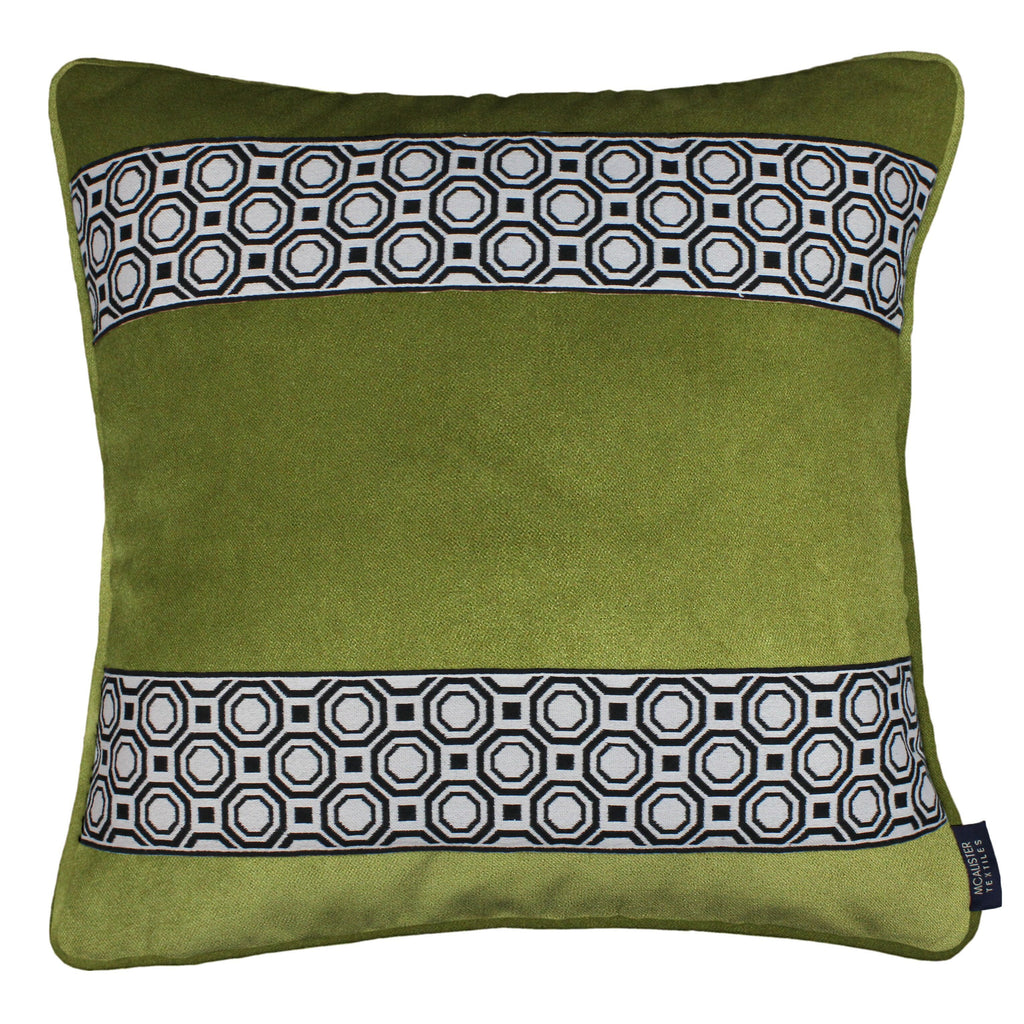 McAlister Textiles Cancun Striped Lime Green Velvet Cushion Cushions and Covers Cover Only 43cm x 43cm 