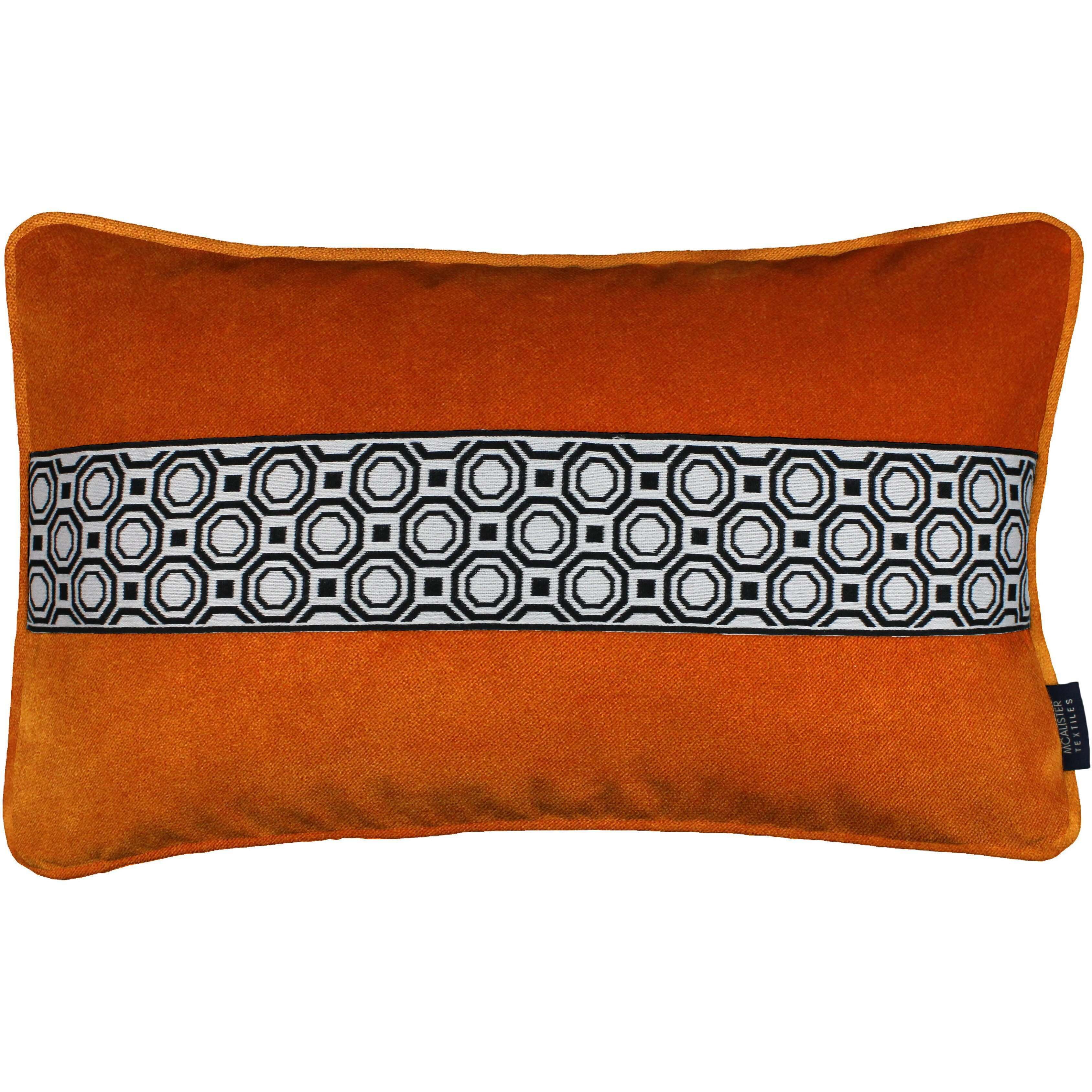 McAlister Textiles Cancun Striped Burnt Orange Velvet Pillow Pillow Cover Only 50cm x 30cm 