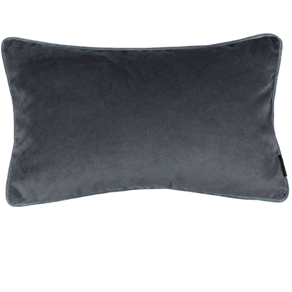 McAlister Textiles Matt Charcoal Grey Piped Velvet Pillow Pillow Cover Only 50cm x 30cm 