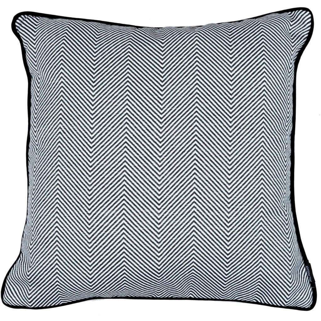 McAlister Textiles Herringbone Twill Black + White Cushion Cushions and Covers Cover Only 43cm x 43cm 