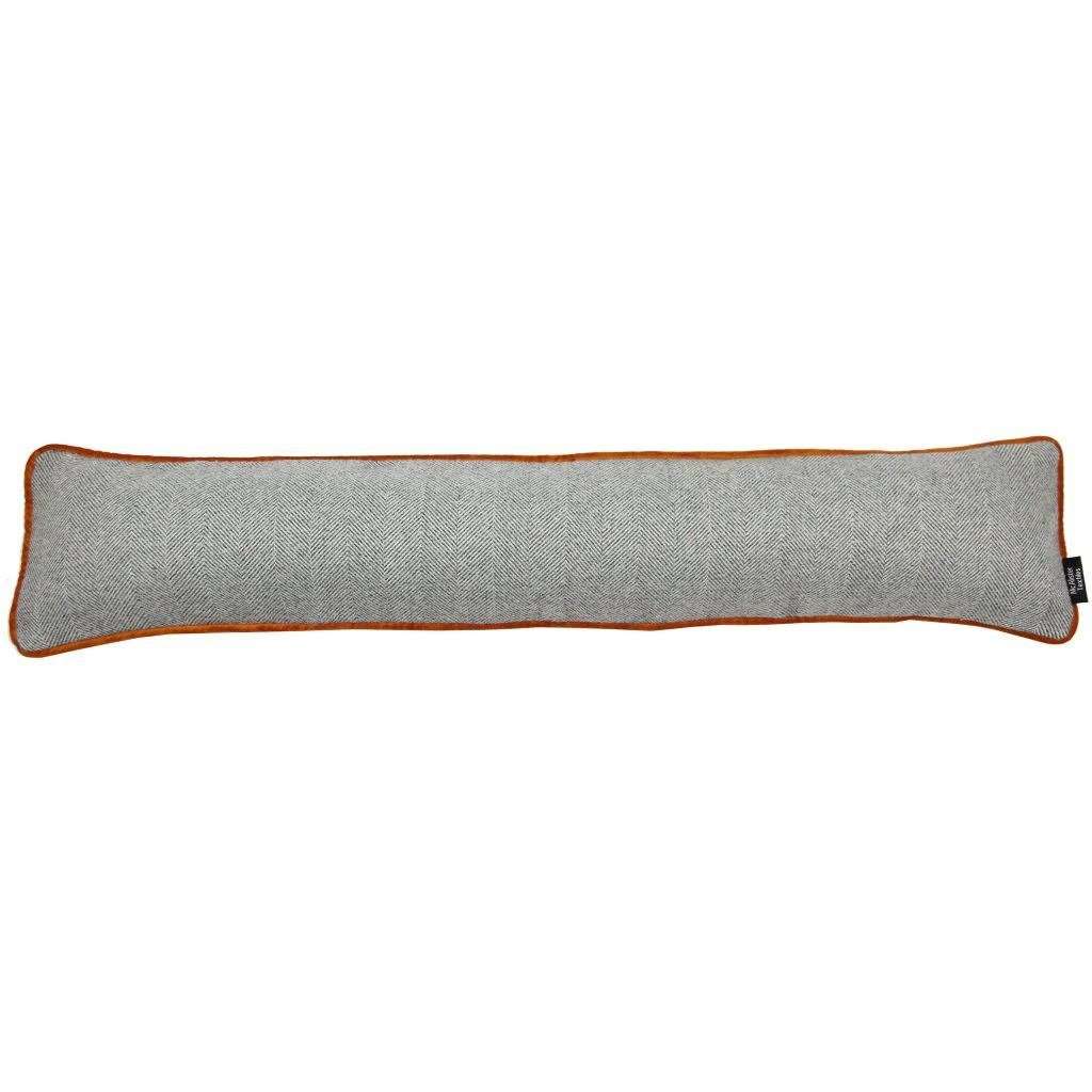 McAlister Textiles Herringbone Boutique Grey + Orange Draught Excluder Draught Excluders 18cm x 80cm 